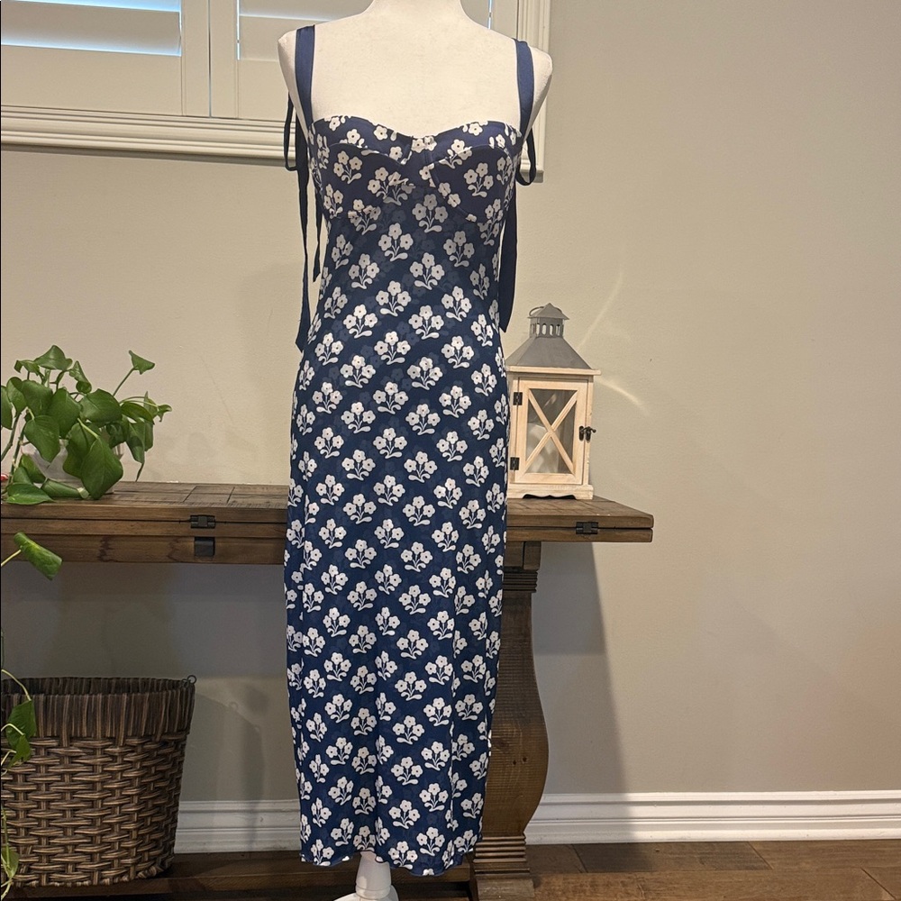 NWOT Free People Navy and White Midi Dress